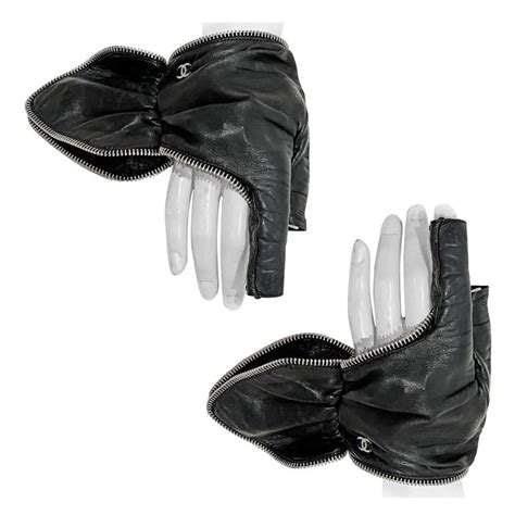 chanel boxing gloves|Chanel fingerless leather gloves.